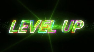 Parlayan metnin yeşil ışık ve şekil üzerindeki canlandırması. Video oyunu, eğlence ve dijital arayüz kavramı dijital olarak oluşturuldu.