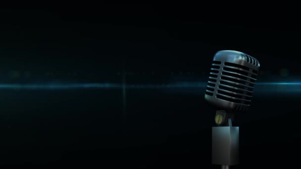 Animation Digital Shapes Vintage Microphone Black Background Christmas Winter Tradition — Stock Video