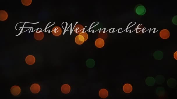 Анімація Германського Привітання Тексту Над Загадковими Вогнями Фейрі Христам Традиціям — стокове відео