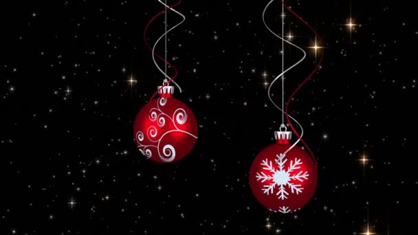 Animation Christmas Bubbles Stars Black Background Christmas Winter Tradition Celebration — Stock Video