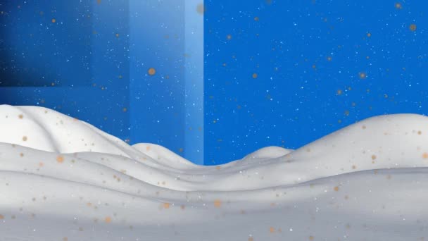 Animace Svátečních Pozdravů Zlatých Teček Modrém Pozadí Vánoční Zimní Tradiční — Stock video