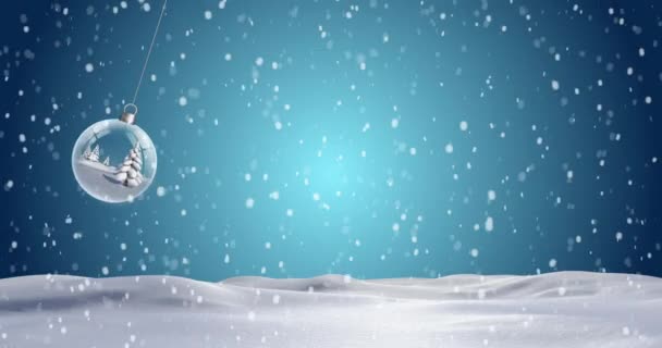 Animation Neige Tombant Sur Boule Noël Dans Paysage Hivernal Noël — Video