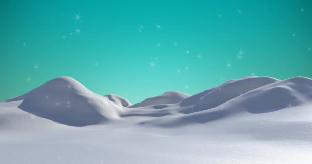 Animatie Van Sneeuw Die Het Winterlandschap Lucht Valt Kerstmis Winter — Stockvideo