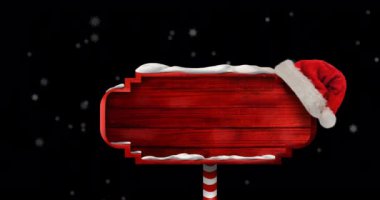 Kar yağarken fotokopi çekilen tahta tabelanın animasyonu. Noel, kış, gelenek ve kutlama konsepti dijital olarak oluşturulmuş video.