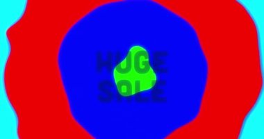 Siyah arkaplanda birden fazla yıldız simgesine karşı mavi devasa satılık metin afişinin dijital animasyonu. satış indirimi ve perakende iş konsepti