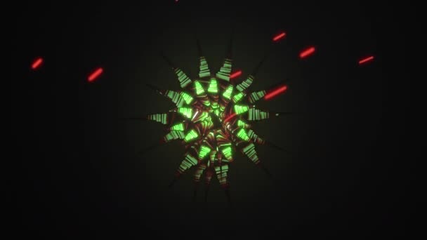 黑色背景上的火花和绿色隧道的动画 数字视频产生的背景概念摘要 — 图库视频影像