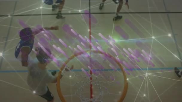 선수들의 그룹에 연결들의 네트워크 애니메이션 글로벌 스포츠 디지털 인터페이스 디지털 — 비디오