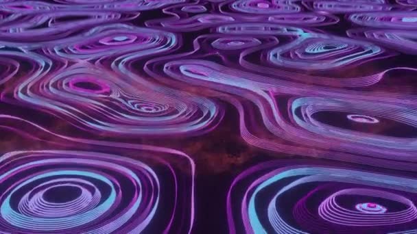 Animation Lignes Jaunes Formes Violettes Sur Fond Noir Concept Abstrait — Video