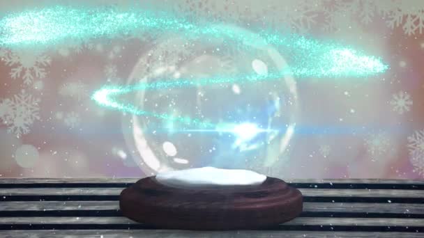 2021年左右 蓝色流星在木制木板上的雪球上发短信 新年前夕庆祝的概念 — 图库视频影像