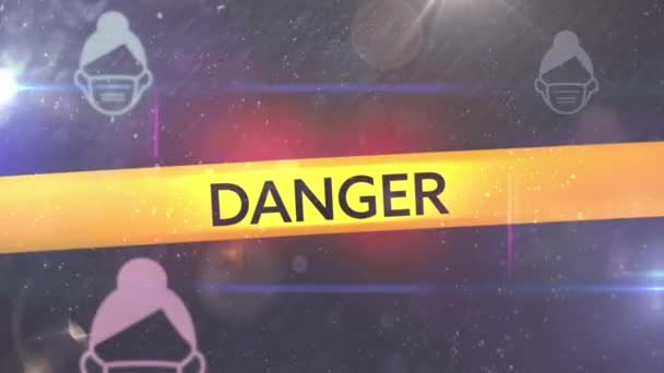 Animation Danger Virus Text Covid19 Icons Global Covid Pandemic Healthcare — Stock Video