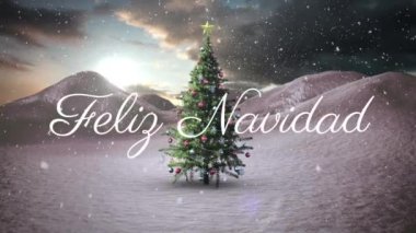 Felix Navidad 'ın Noel ağacı üzerindeki Noel kutlamalarının animasyonu. Noel, kış, gelenek ve kutlama konsepti dijital olarak oluşturulmuş video.