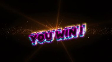 Sendeki animasyon, turuncu ışığın ve hareket eden dalganın üzerindeki metni kazanıyor. Video oyunu, eğlence ve dijital arayüz kavramı dijital olarak oluşturuldu.