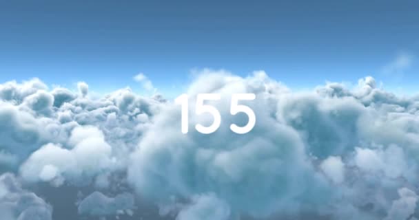 Animação Contar Números Sobre Nuvens Conceito Global Mídia Social Comunicação — Vídeo de Stock