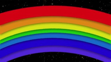 Siyah arka planda yağan kar üzerinde gökkuşağı animasyonu. lgbtq gurur ve eşitlik kutlaması konsepti dijital olarak oluşturulmuş video.