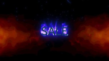 Kahverengi arka planda yanan alevler içinde satılık metnin animasyonu. kuvvet, ateş ve hareket konsepti dijital olarak oluşturulmuş video.