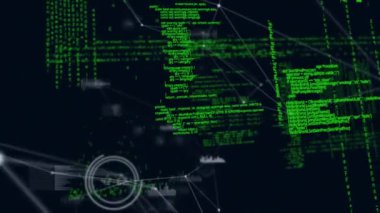 Veri işleme üzerinden bağlantı ağının animasyonu. küresel iş, finans, dijital arayüz ve bağlantılar konsepti dijital olarak oluşturulmuş video.