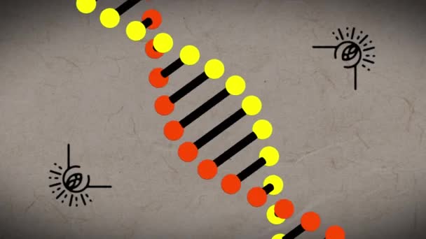 Animacja Nici Dna Obracającej Się Nad Płonącym Dokumentem Różowym Tle — Wideo stockowe