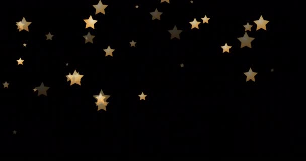 Animación Estrellas Oro Navidad Cayendo Sobre Fondo Negro Navidad Tradición — Vídeos de Stock