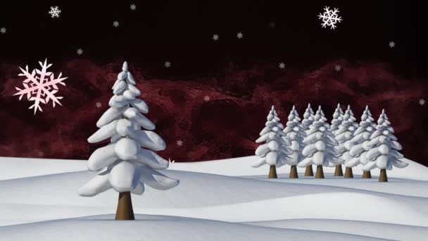 数码冬季景观中降雪的动画 圣诞节 传统和庆祝概念数字制作的视频 — 图库视频影像