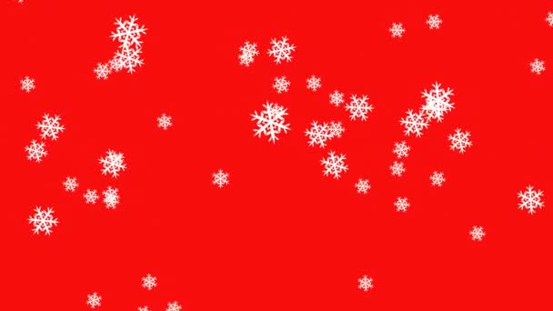 Animação Flocos Neve Caindo Sobre Fundo Vermelho Natal Inverno Tradição — Vídeo de Stock