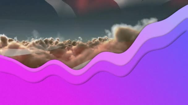 Gökteki Bulutlara Karşı Birleşik Krallık Bayrağı Sallayan Soyut Sıvı Doku — Stok video