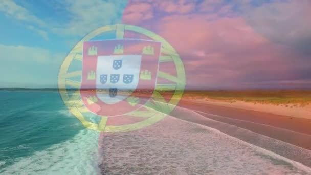 디지털 구성의 흔들리는 포투갈 파도의 과맞닿아 여행의 — 비디오