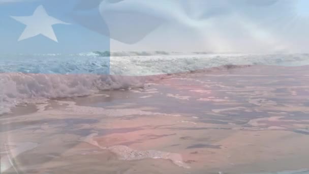 Digitální Složení Chile Vlajky Vlnící Proti Leteckému Pohledu Vlny Moři — Stock video
