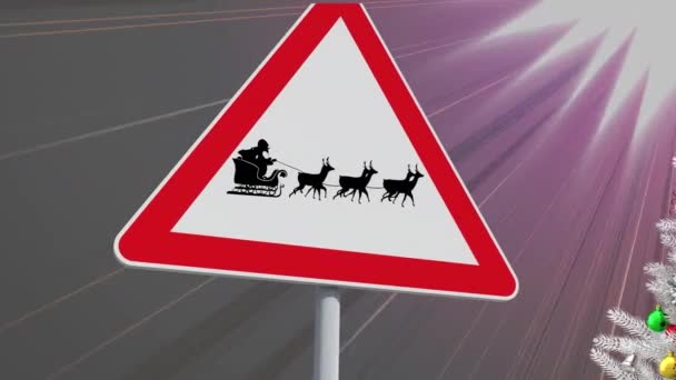 Animatie Van Waarschuwing Zingen Kerstboom Kerstmis Winter Traditie Viering Concept — Stockvideo