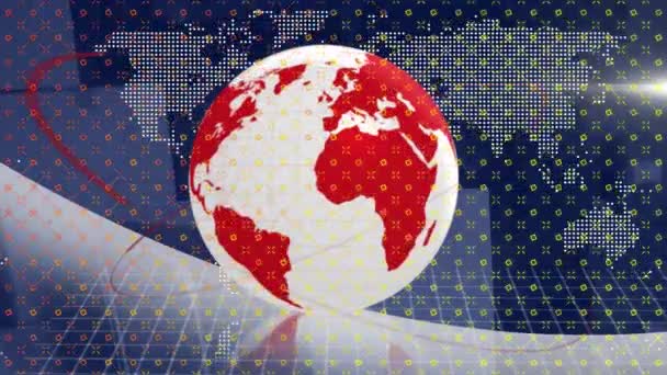 Анимация Земного Шара Цифровой Интерфейс Обработкой Данных Над Складом Глобальная — стоковое видео