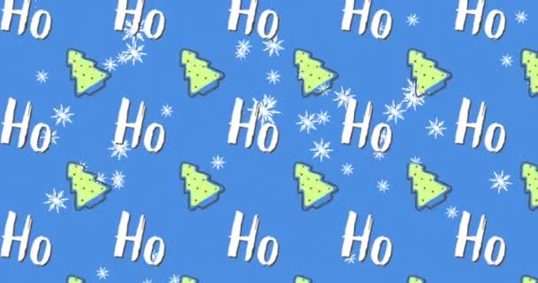 Animation Plusieurs Texte Arbre Noël Sur Fond Bleu Noël Hiver — Video