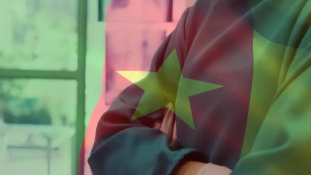 Κινούμενο Σχέδιο Της Σημαίας Της Καμηλοπάρδαλης Κυματίζει Πάνω Χειρουργό Στο — Αρχείο Βίντεο