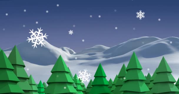 풍경에 내리는 애니메이션 크리스마스 디지털로 비디오 — 비디오