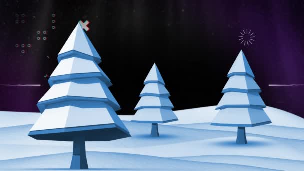 Animation Différentes Formes Dans Paysage Hivernal Numérique Noël Hiver Tradition — Video