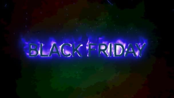 Animation Des Black Friday Textes Lodernden Flammen Auf Dunklem Hintergrund — Stockvideo