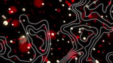 Bağlantılar ağının animasyonu ve siyah arkaplan üzerinde parlayan noktalar. küresel bağlantılar, noel ve dijital arayüz konsepti dijital olarak oluşturulmuş video.