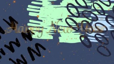 Renkli ve soyut arkaplanda yılbaşı kutlamalarının animasyonu. Noel, kış, gelenek ve kutlama konsepti dijital olarak oluşturulmuş video.