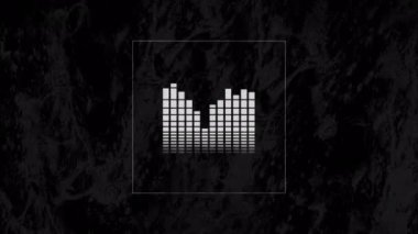 Dijital müzik animasyonu, siyah arkaplana karşı kare pankartta dengeleyici. müzik ve teknoloji kavramı