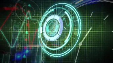 Kalp atış hızı monitörü ve dünya haritası üzerinde güvenli kilit animasyonu. küresel iş, finans ve bağlantılar konsepti dijital olarak oluşturulmuş video.