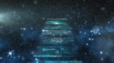 Kara zemine düşen karla ilgili veri işleme animasyonu. İletişim, bağlantı ve dijital arayüz teknolojisi konsepti dijital olarak oluşturulmuş video.