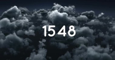 Bulutların üzerindeki sayıları sayma animasyonu. küresel sosyal medya ve iletişim konsepti dijital olarak oluşturulmuş video.