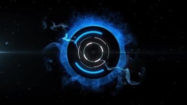 Dijital dalgaların dijital animasyonu, yuvarlak tarayıcıyla siyah arkaplan arasında. bilgisayar arayüzü ve teknoloji kavramı