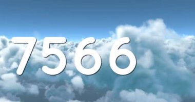 Bulutların üzerindeki sayıları sayma animasyonu. küresel sosyal medya ve iletişim konsepti dijital olarak oluşturulmuş video.