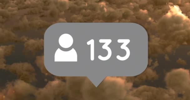 Animation Einer Sprechblase Mit Zahlen Über Wolken Globales Social Media — Stockvideo