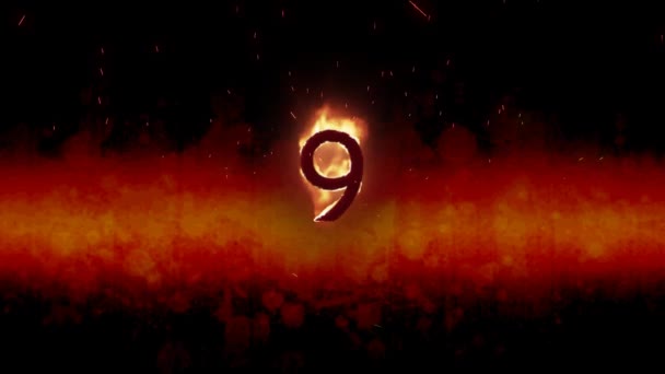 Animation Text Burning Flames Dark Background Strength Fire Movement Concept — Stock Video