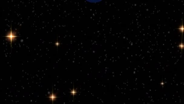 Yıldızların Üzerinde Noel Baloncukları Siyah Arka Planda Kar Animasyonu Noel — Stok video