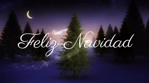 クリスマスツリー上のフェリックス ナバイダのクリスマスの挨拶のアニメーション クリスマス 伝統とお祝いのコンセプトデジタルで生成されたビデオ — ストック動画