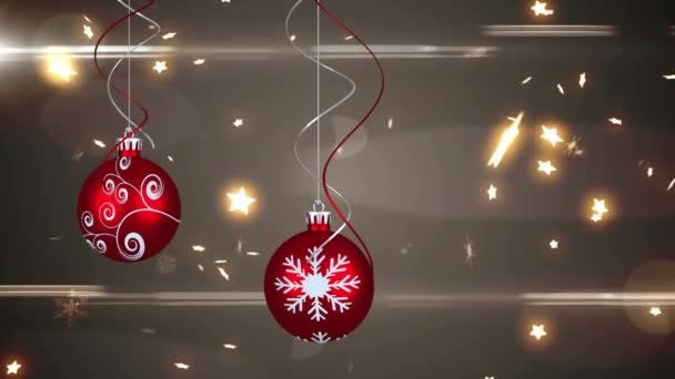 Kahverengi Arka Planda Yıldızların Noel Hediyelerinin Animasyonu Noel Gelenek Kutlama — Stok video