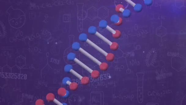 Анімація Обертання Обробки Даних Фіолетовому Фоні Глобальна Наука Медицина Концепція — стокове відео