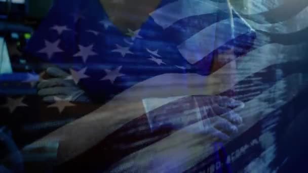 Κινούμενο Σχέδιο Της Σημαίας Των Ηπα Κυματίζει Πάνω Χειρουργό Στο — Αρχείο Βίντεο
