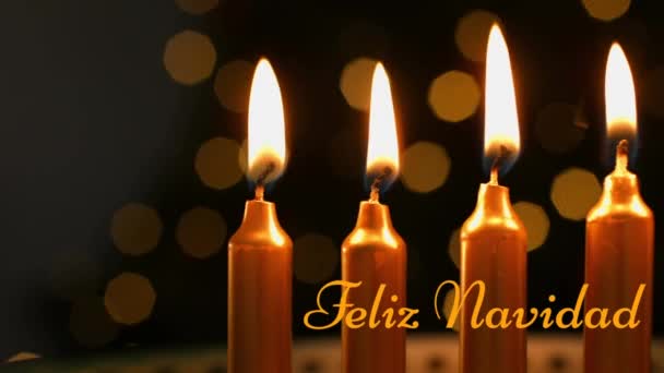 Feliz Navidad的动画在蜡烛上的文字 圣诞节 传统和庆祝概念数字制作的视频 — 图库视频影像